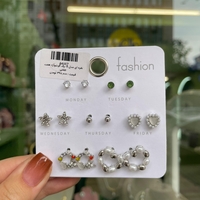  عکس12 پک گوشواره هفت جفتی نقره ای